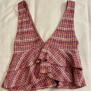 Pink Striped Cropped Tank Top